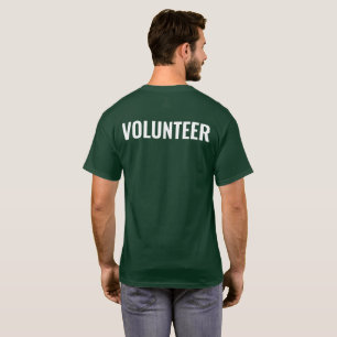 Logo op borstzak vrijwilliger achterkant t-shirt