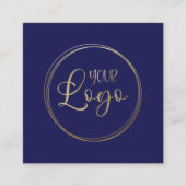 Logo op Dark Navy Blue Vierkante Visitekaartje (Voorkant)