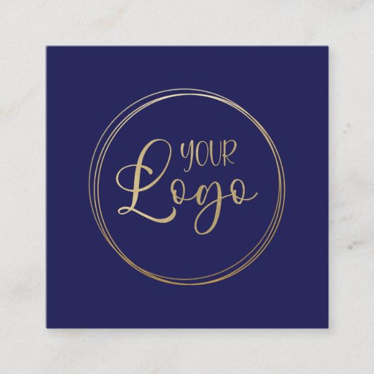 Logo op Dark Navy Blue Vierkante Visitekaartje (Voorkant)