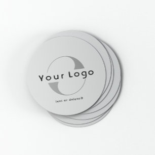 Logo op Grey + Black Text Company Business Ronde Kartonnen Onderzetter