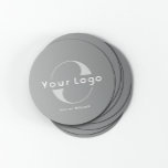 Logo op Grey   White Text Company Business Ronde Kartonnen Onderzetter<br><div class="desc">Duurzame en absorberende Logo papieren Onderzetters met een eenvoudig,  minimaal design dat in meerdere kleuren beschikbaar is om aan uw merknaam te beantwoorden. Voeg je logo en tekst toe.</div>