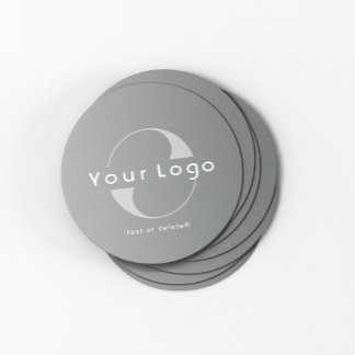 Logo op Grey + White Text Company Business Ronde Kartonnen Onderzetter