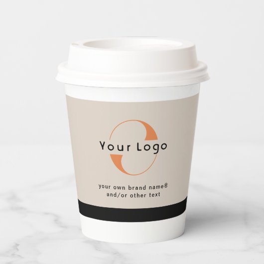 Logo op Ligh Tan + Black Text Company Business Pap Papieren Bekers (Achterkant)