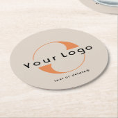 Logo op Light Tan + Black Text Company Business Ronde Kartonnen Onderzetter (Gebogen)