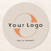 Logo op Light Tan + Black Text Company Business Ronde Kartonnen Onderzetter (Voorkant)