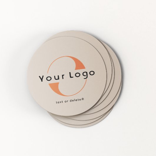 Logo op Light Tan + Black Text Company Business Ronde Kartonnen Onderzetter