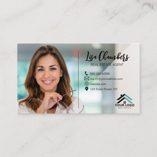 Logo op maat foto makelaar vastgoedagent visitekaartje (Voorkant)