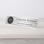 Logo op maat luxe zilveren metalen executive bureau naambordje (Voorkant)
