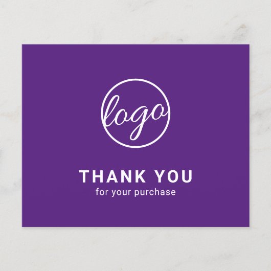 Logo op Maat Paarse Budget Bedanktkaart (Voorkant)