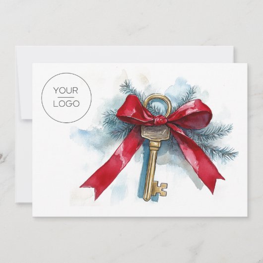 Logo op maat teamfoto onroerend goed Kerstmis Feestdagenkaart (Voorkant)