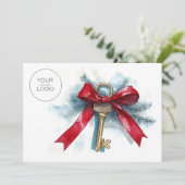 Logo op maat teamfoto onroerend goed Kerstmis Feestdagenkaart (Staand voorkant)