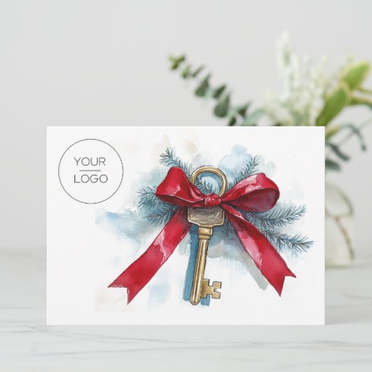 Logo op maat teamfoto onroerend goed Kerstmis Feestdagenkaart (Staand voorkant)