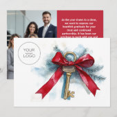 Logo op maat teamfoto onroerend goed Kerstmis Feestdagenkaart (Voorkant / Achterkant)