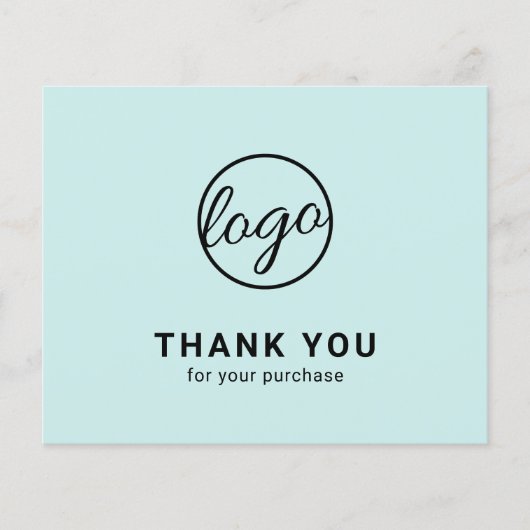 Logo op maat turquoise budget bedankkaart (Voorkant)