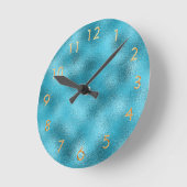 Logo op maat van de blauwe oceaan ronde klok (Hoek)