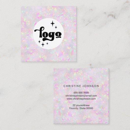 logo op pastelaal opal mineraal visitekaartje (Voorkant / Achterkant)