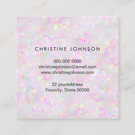 logo op pastelaal opal mineraal visitekaartje (Achterkant)