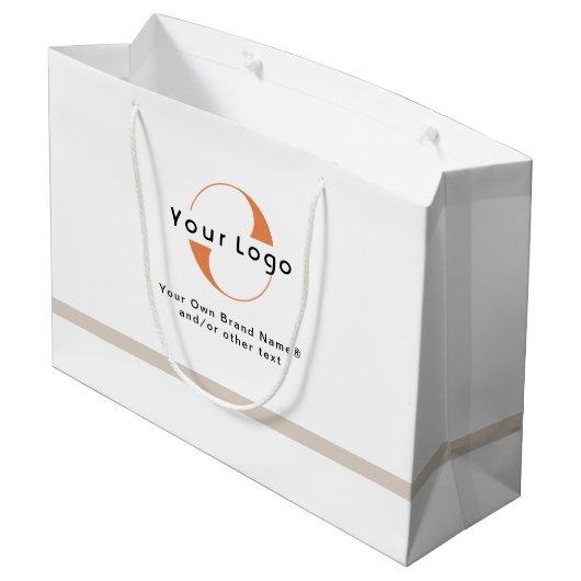 Logo op White & Tan, Black Text Company Business L Groot Cadeauzakje (Achterkant Gekanteld)