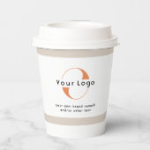 Logo op White & Tan, Black Text Company Business P Papieren Bekers (Achterkant)