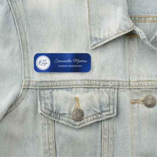 Logo op Witte Cirkel Royal Navy Blue Folie Naamplaatje (In situ)