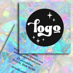 logo opaal textuur en namaak gouden details  vierkante visitekaartje