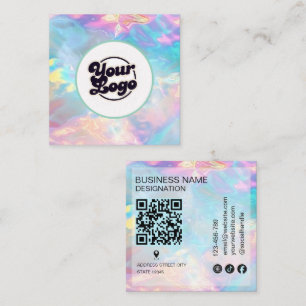 Logo Opal steen holografisch monogram Qr Code Vierkante Visitekaartje