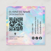 Logo Opal steen holografisch monogram Qr Code Vierkante Visitekaartje (Achterkant)