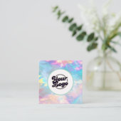 Logo Opal steen holografisch monogram Qr Code Vierkante Visitekaartje (Staand voorkant)