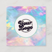 Logo Opal steen holografisch monogram Qr Code Vierkante Visitekaartje (Voorkant)