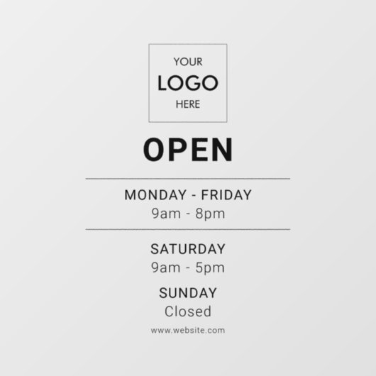 Logo Open Moderne Professional Window Cling Raamsticker (Vel)