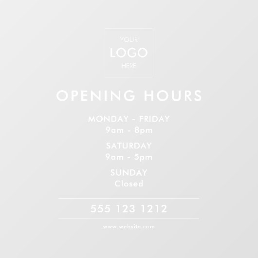 Logo Open uren Moderne Zaken Raamsticker (Vel)