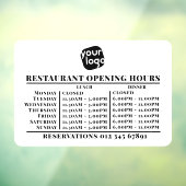 Logo opening lunch diner uren restaurant raamsticker (Vel 3)