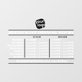 Logo opening lunch diner uren restaurant raamsticker (Vel)