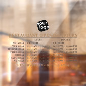 Logo opening lunch diner uren restaurant raamsticker (Vel 2)