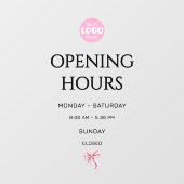 Logo openingstijden kleine onderneming met roze st raamsticker (Vel)