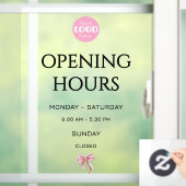 Logo openingstijden kleine onderneming met roze st raamsticker (Huis)