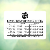 Logo openingstijden lunch diner restaurant raamsticker (Vel 3)
