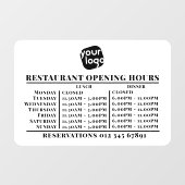 Logo openingstijden lunch diner restaurant raamsticker (Vel)