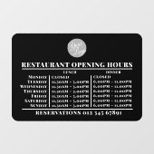 Logo openingstijden lunch diner restaurant raamsticker (Vel)
