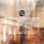Logo openingstijden lunch diner restaurant raamsticker (Vel 2)
