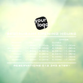 Logo openingstijden lunch diner uren restaurant raamsticker (Vel 3)