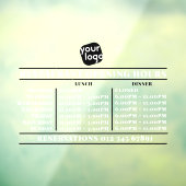 Logo openingstijden lunch diner uur restaurant raamsticker (Vel 3)