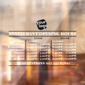 Logo openingstijden lunch diner uur restaurant raamsticker (Vel 2)