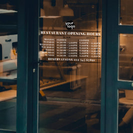 Logo openingstijden lunch diner uur restaurant raamsticker