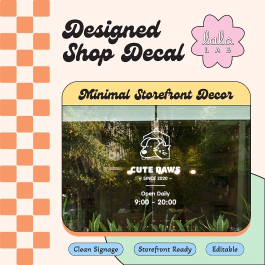 Logo & Openingstijden van leuk huisdierenwinkels v Raamsticker