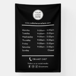 Logo openingsuren bedrijf spandoek