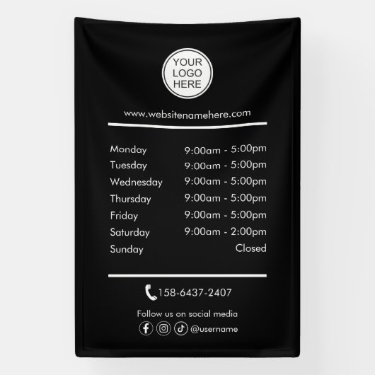 Logo openingsuren bedrijf spandoek (Verticaal)