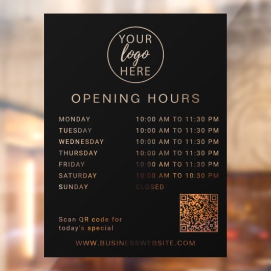 Logo Openingsuren Simple Custom Business Raamsticker (Vel 2)