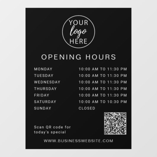Logo Openingsuren Simple Custom Business Raamsticker (Vel)