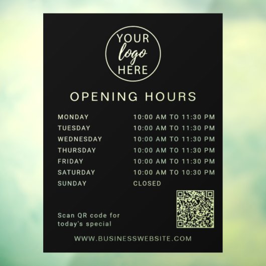 Logo Openingsuren Simple Custom Business Raamsticker (Vel 3)